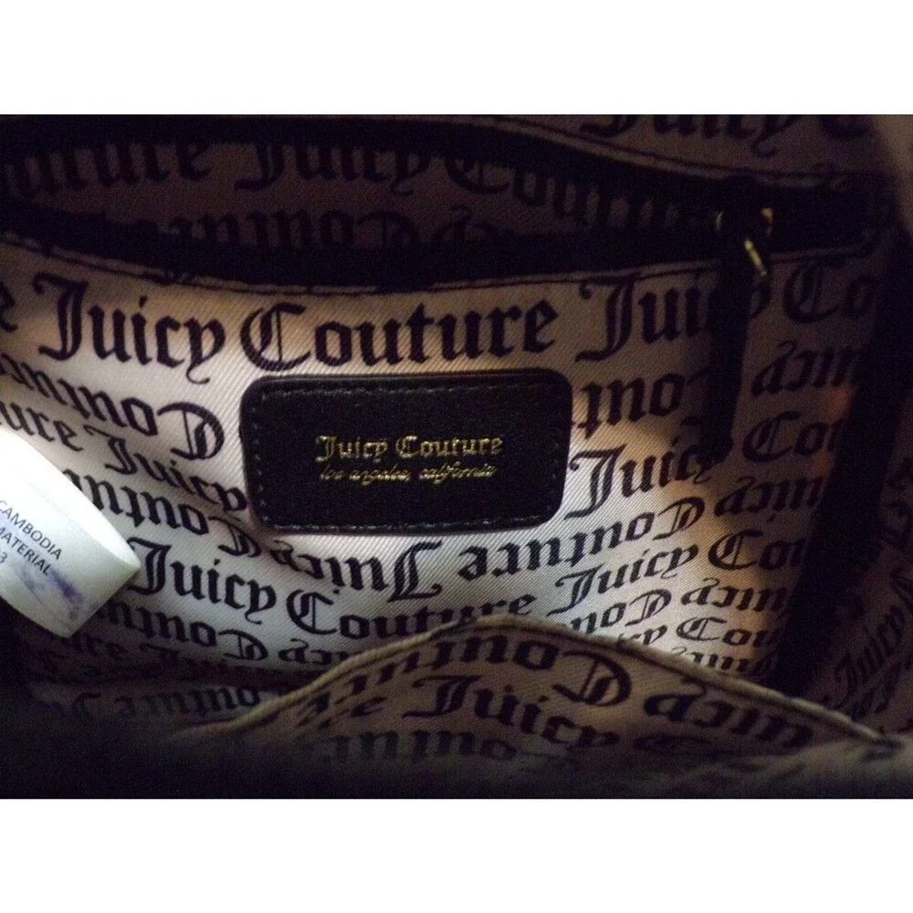 Juicy Couture Backpack Purse Black Gray Logo Bag Chain w/Heart AOP Y2K Style